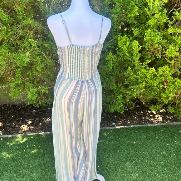 Lulus Promise Sage Green Striped Knotted Front Jumpsuit - Picture 8 of 8